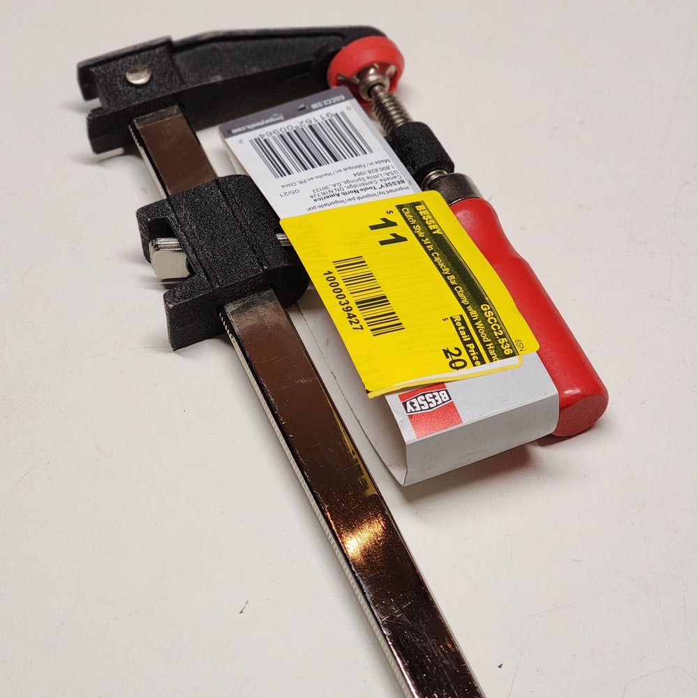 Clutch Style 34 in. Capacity Bar Clamp with Wood Handle and 2-1/2 in. Throat Depth (GSCC2.536) Clutch Style 34 in. Capacity Bar Clamp with Wood Handle and 2-1/2 in. Throat Depth (GSCC2.536)